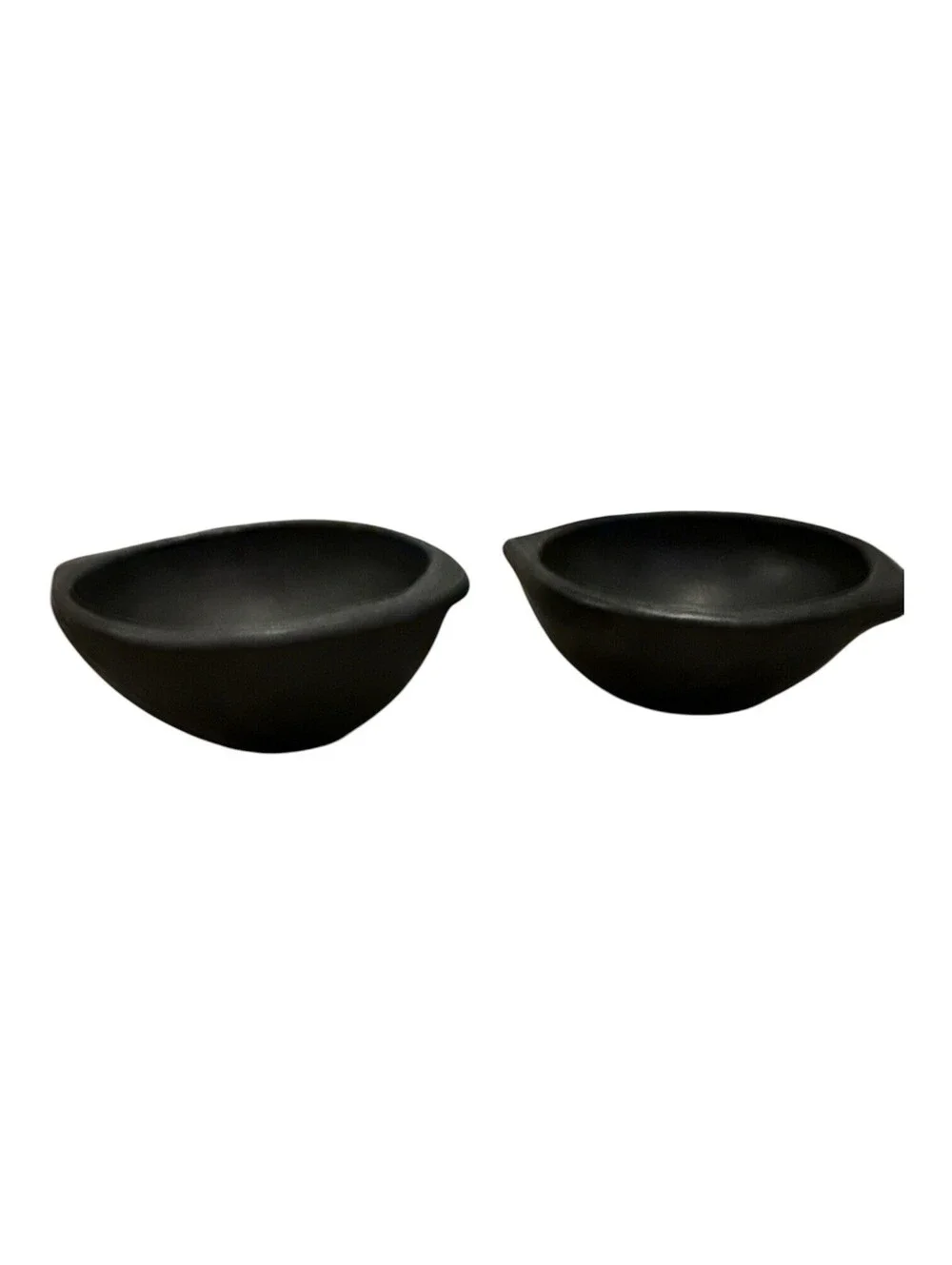 Ceramic Bowl Set 2-Piece Black Matte Round Bowls with Pour Spout/Lip
